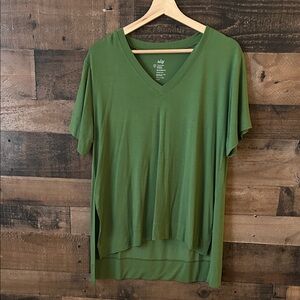 ADAY Olive Green V-Neck Relaxed Tunic Top